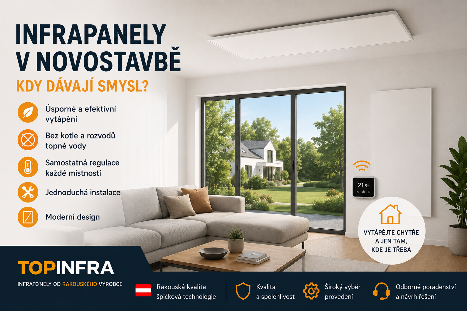 Infrapanely v novostavbě