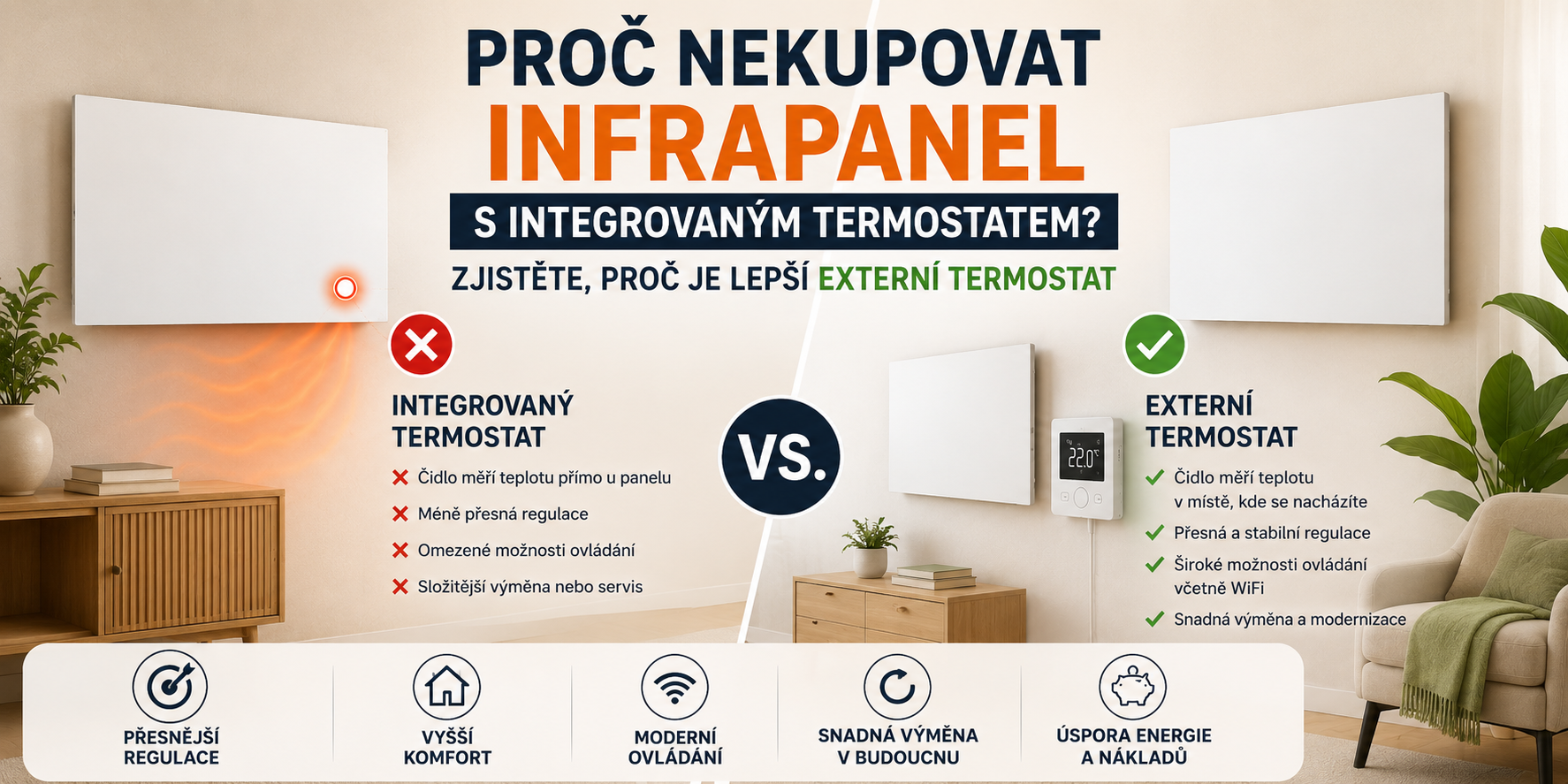 Proč nekupovat infrapanel s integrovaným termostatem