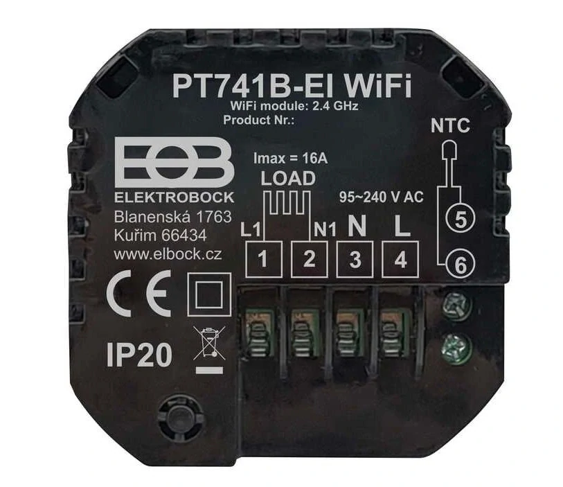 Prostorový WiFi termostat PT741B-EI WIFI - černý