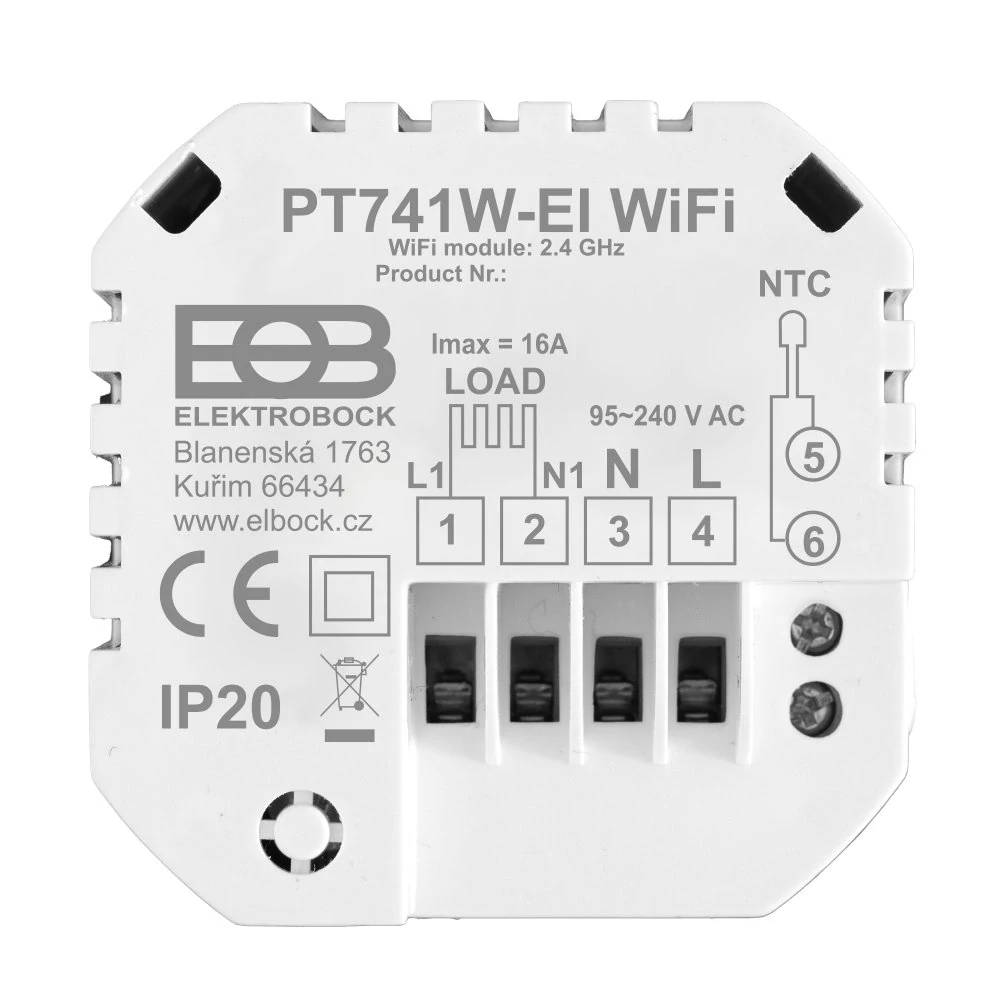 Prostorový WiFi termostat PT741W-EI WIFI - bílý